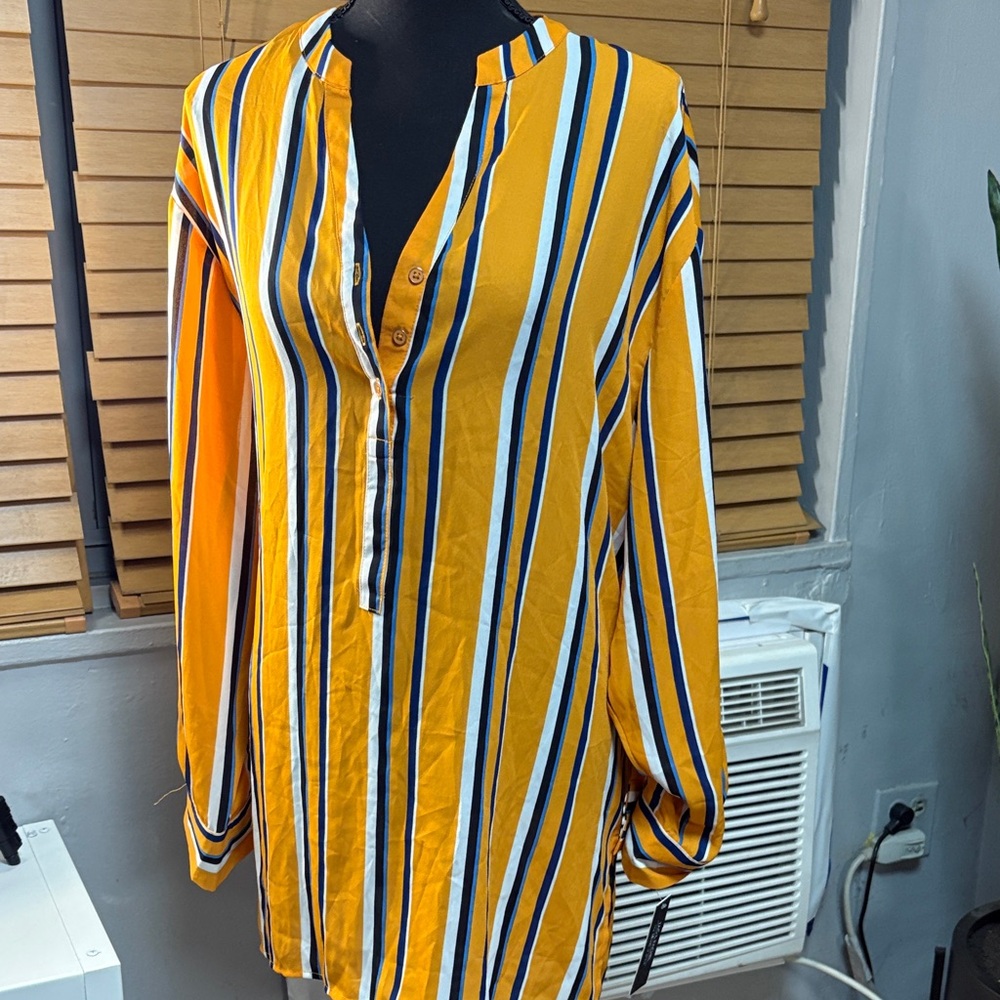 Zac & Rachel Yellow and Blue Striped Button Down Shirt